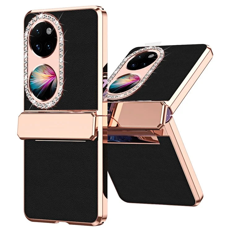 For Huawei Pocket 2 Phone Case Litchi Texture Leather Coated PC Back Cover