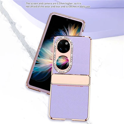 For Huawei Pocket 2 Phone Case Litchi Texture Leather Coated PC Back Cover