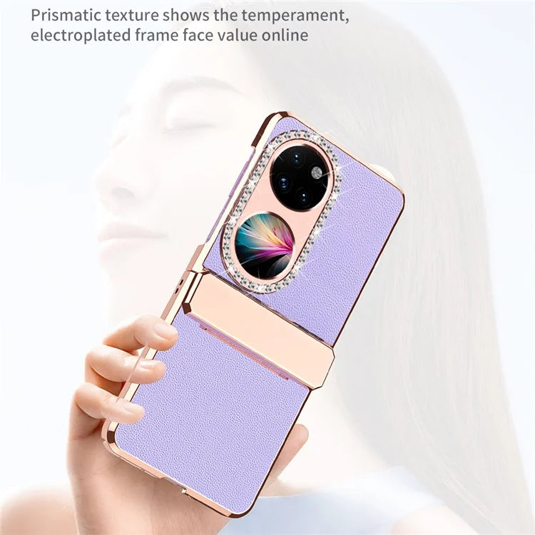 For Huawei Pocket 2 Phone Case Litchi Texture Leather Coated PC Back Cover