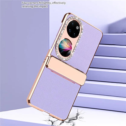 For Huawei Pocket 2 Phone Case Litchi Texture Leather Coated PC Back Cover