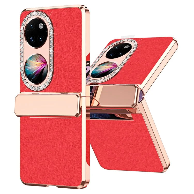 For Huawei Pocket 2 Phone Case Litchi Texture Leather Coated PC Back Cover