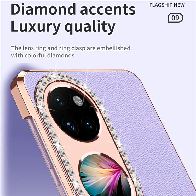 For Huawei Pocket 2 Phone Case Litchi Texture Leather Coated PC Back Cover