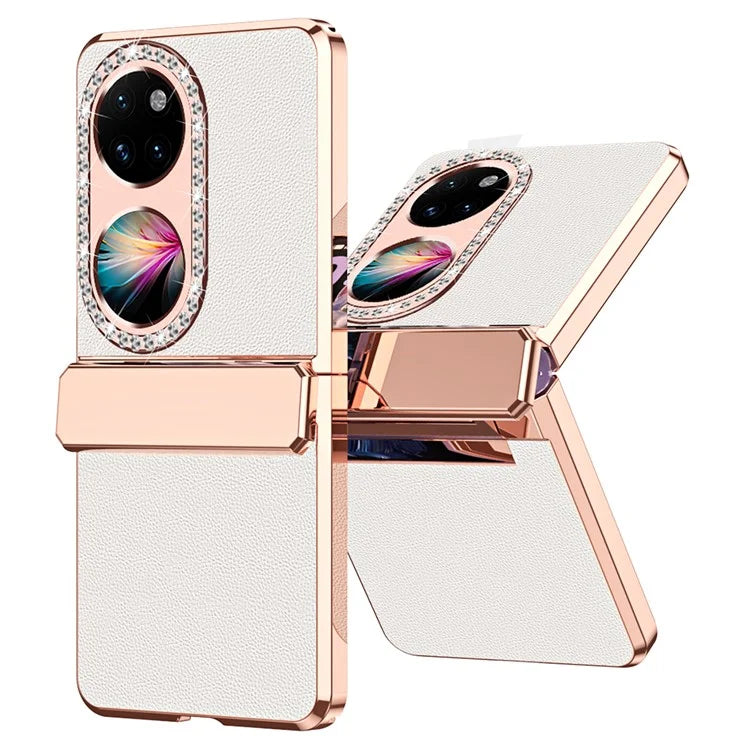 For Huawei Pocket 2 Phone Case Litchi Texture Leather Coated PC Back Cover