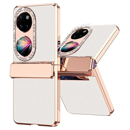 For Huawei Pocket 2 Phone Case Litchi Texture Leather Coated PC Back Cover
