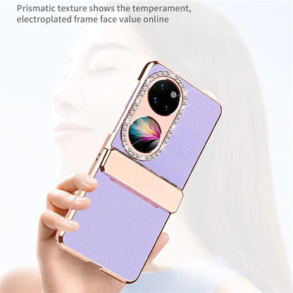 For Huawei Pocket 2 Phone Case Litchi Texture Leather Coated PC Back Cover