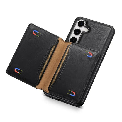 DENIOR For Samsung Galaxy S24 Magnetic Case Kickstand Phone Cover 2 in 1 Detachable Wallet Back