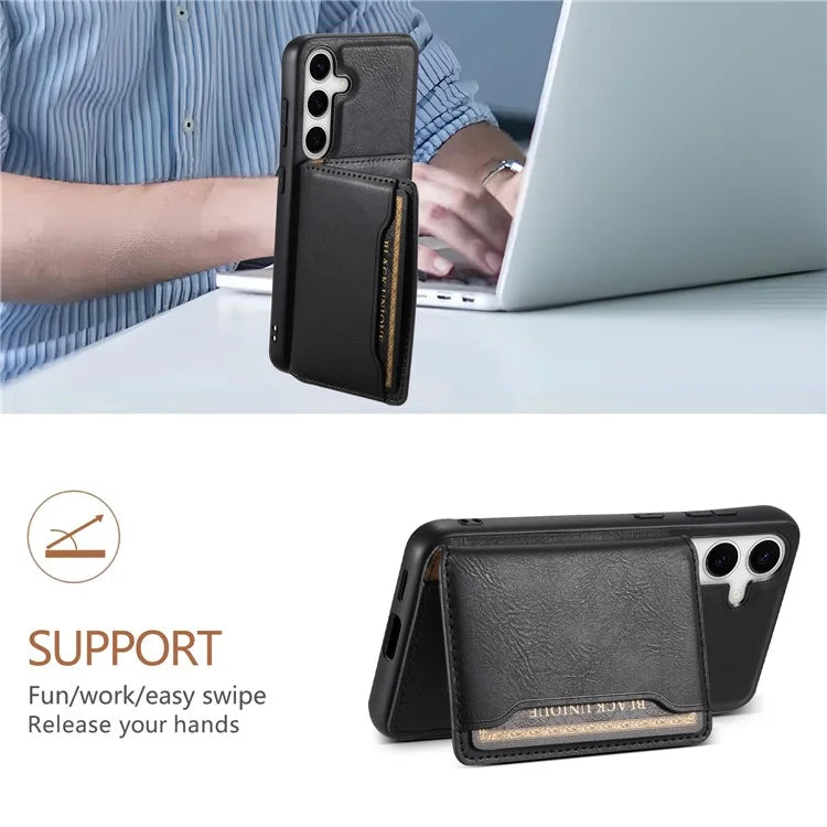 DENIOR For Samsung Galaxy S24 Magnetic Case Kickstand Phone Cover 2 in 1 Detachable Wallet Back