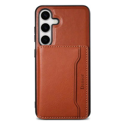 DENIOR For Samsung Galaxy S24 Magnetic Case Kickstand Phone Cover 2 in 1 Detachable Wallet Back