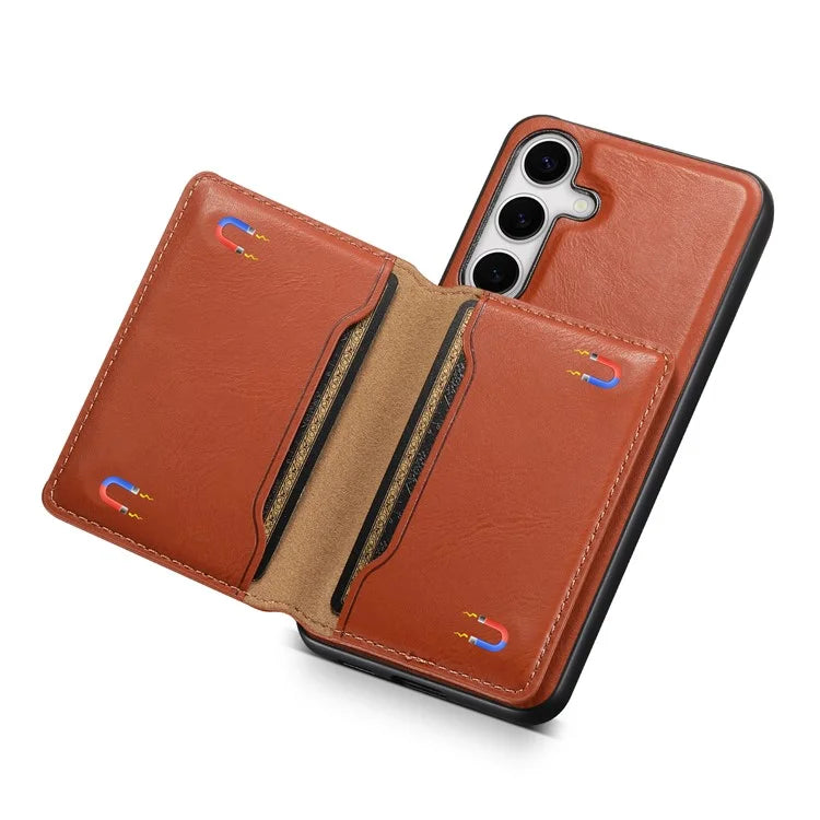 DENIOR For Samsung Galaxy S24 Magnetic Case Kickstand Phone Cover 2 in 1 Detachable Wallet Back