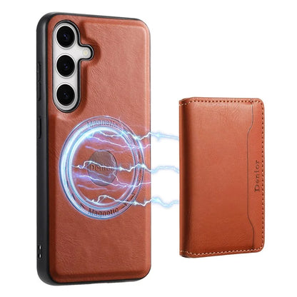 DENIOR For Samsung Galaxy S24 Magnetic Case Kickstand Phone Cover 2 in 1 Detachable Wallet Back