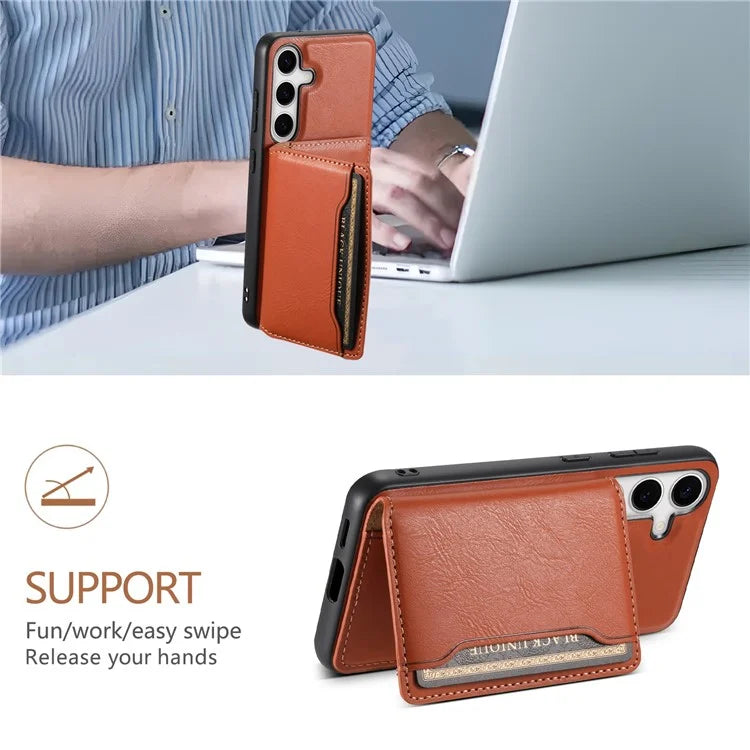 DENIOR For Samsung Galaxy S24 Magnetic Case Kickstand Phone Cover 2 in 1 Detachable Wallet Back