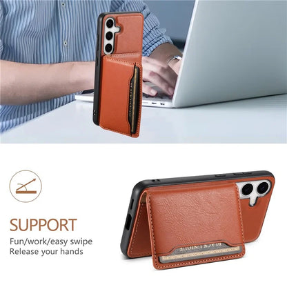 DENIOR For Samsung Galaxy S24 Magnetic Case Kickstand Phone Cover 2 in 1 Detachable Wallet Back