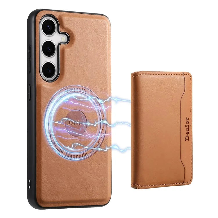 DENIOR For Samsung Galaxy S24 Magnetic Case Kickstand Phone Cover 2 in 1 Detachable Wallet Back