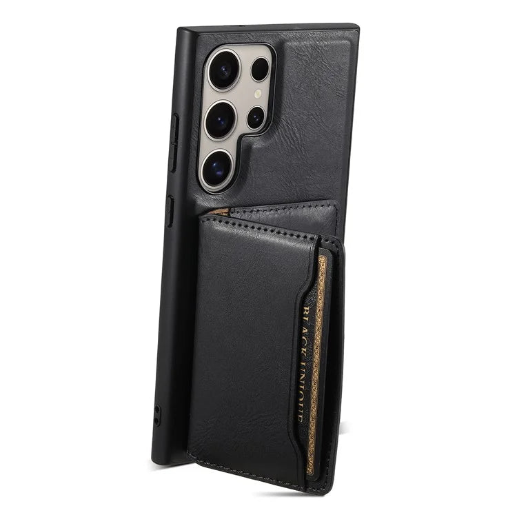 DENIOR For Samsung Galaxy S24 Ultra Phone Cover Magnetic Detachable Wallet Case Kickstand