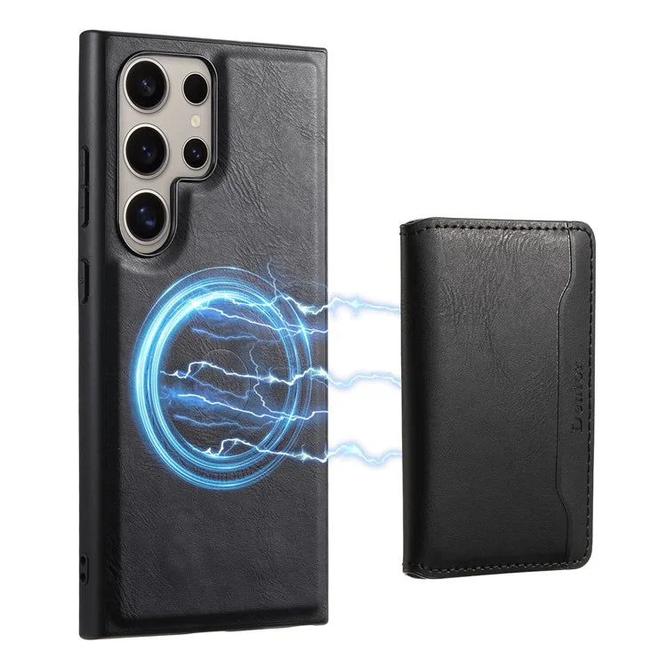 DENIOR For Samsung Galaxy S24 Ultra Phone Cover Magnetic Detachable Wallet Case Kickstand