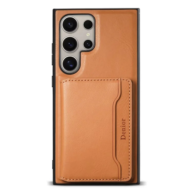DENIOR For Samsung Galaxy S24 Ultra Phone Cover Magnetic Detachable Wallet Case Kickstand
