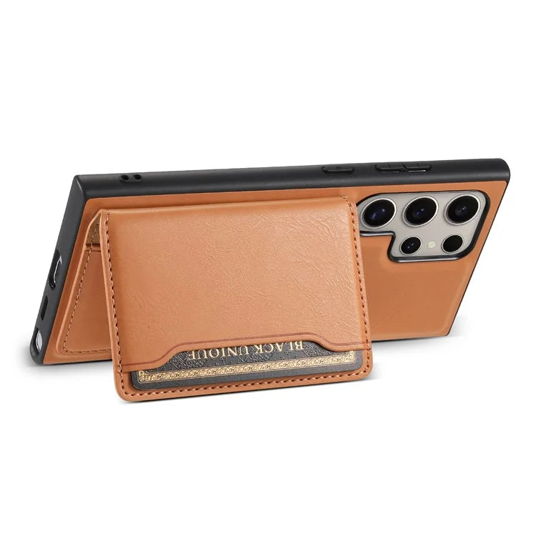 DENIOR For Samsung Galaxy S24 Ultra Phone Cover Magnetic Detachable Wallet Case Kickstand