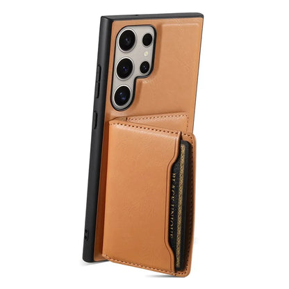 DENIOR For Samsung Galaxy S24 Ultra Phone Cover Magnetic Detachable Wallet Case Kickstand