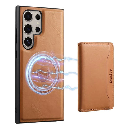 DENIOR For Samsung Galaxy S24 Ultra Phone Cover Magnetic Detachable Wallet Case Kickstand