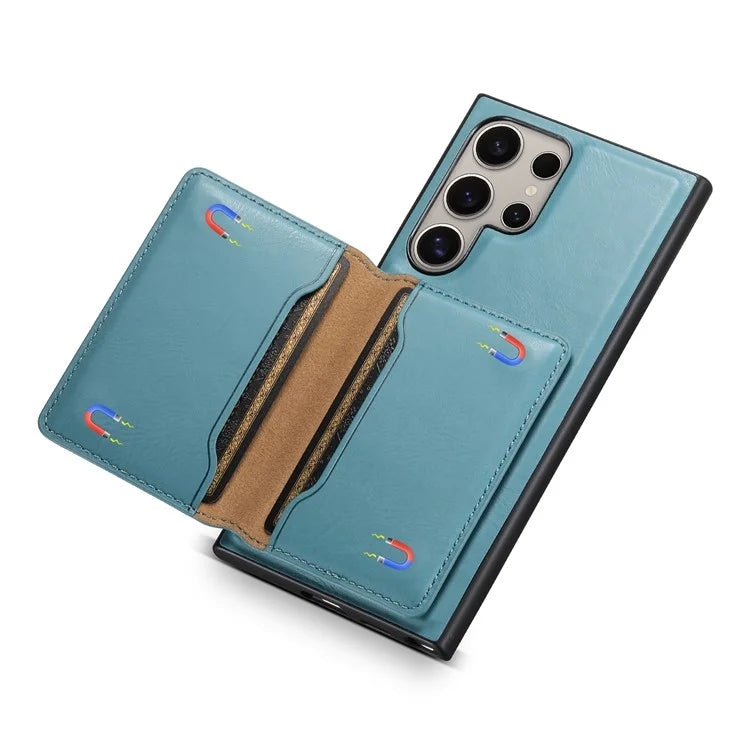 DENIOR For Samsung Galaxy S24 Ultra Phone Cover Magnetic Detachable Wallet Case Kickstand