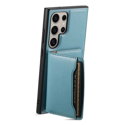 DENIOR For Samsung Galaxy S24 Ultra Phone Cover Magnetic Detachable Wallet Case Kickstand