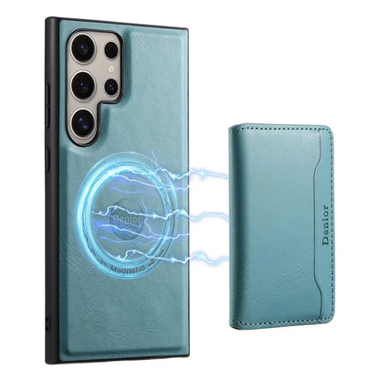 DENIOR For Samsung Galaxy S24 Ultra Phone Cover Magnetic Detachable Wallet Case Kickstand