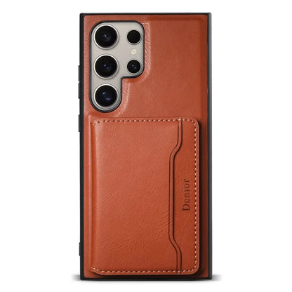 DENIOR For Samsung Galaxy S24 Ultra Phone Cover Magnetic Detachable Wallet Case Kickstand