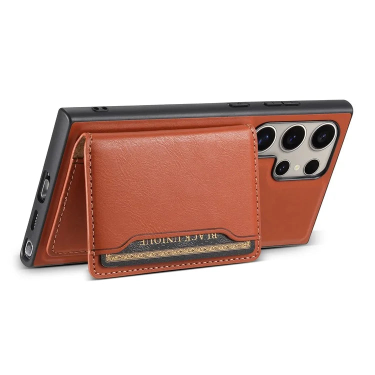 DENIOR For Samsung Galaxy S24 Ultra Phone Cover Magnetic Detachable Wallet Case Kickstand