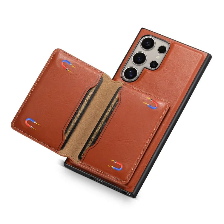 DENIOR For Samsung Galaxy S24 Ultra Phone Cover Magnetic Detachable Wallet Case Kickstand