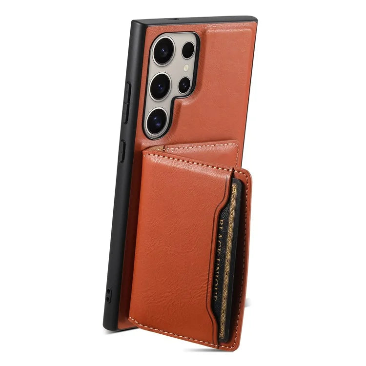 DENIOR For Samsung Galaxy S24 Ultra Phone Cover Magnetic Detachable Wallet Case Kickstand