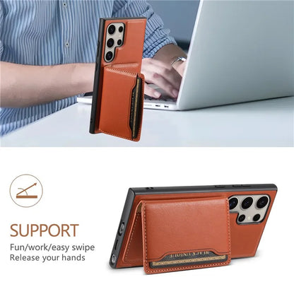 DENIOR For Samsung Galaxy S24 Ultra Phone Cover Magnetic Detachable Wallet Case Kickstand