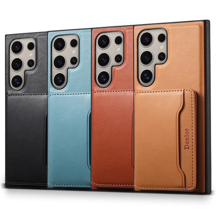 DENIOR For Samsung Galaxy S24 Ultra Phone Cover Magnetic Detachable Wallet Case Kickstand