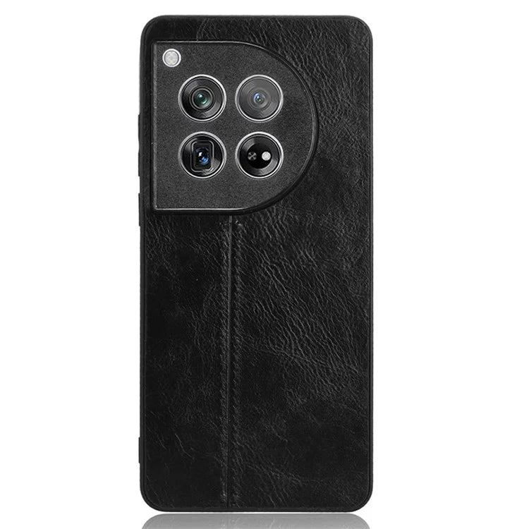 For OnePlus 12 5G Phone Cover Cowhide Texture Stitching Line Anti-fall Back Case