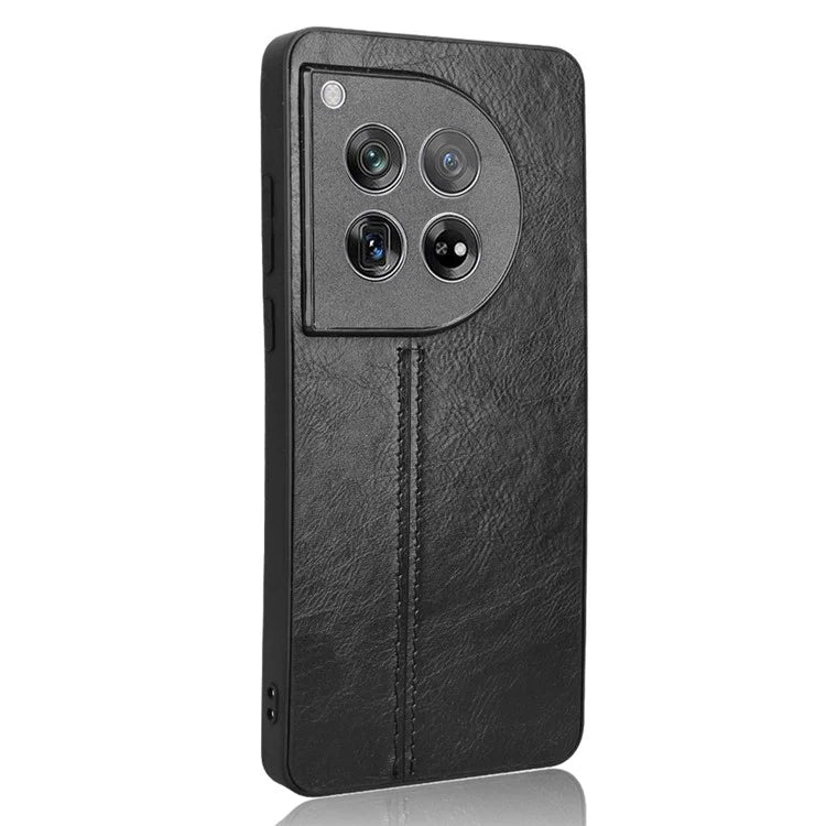 For OnePlus 12 5G Phone Cover Cowhide Texture Stitching Line Anti-fall Back Case