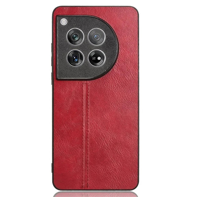 For OnePlus 12 5G Phone Cover Cowhide Texture Stitching Line Anti-fall Back Case