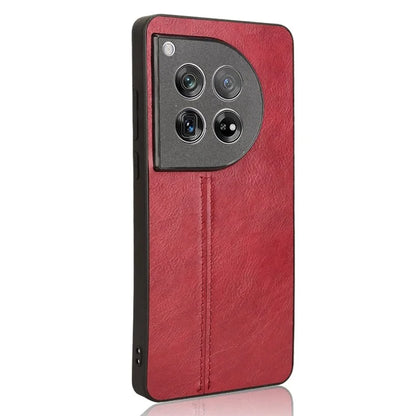 For OnePlus 12 5G Phone Cover Cowhide Texture Stitching Line Anti-fall Back Case