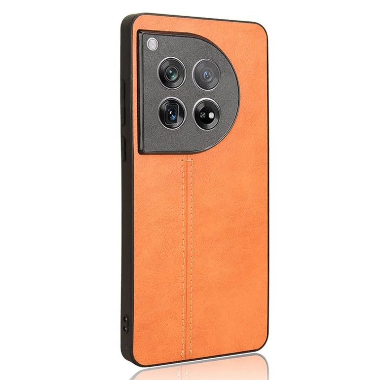 For OnePlus 12 5G Phone Cover Cowhide Texture Stitching Line Anti-fall Back Case