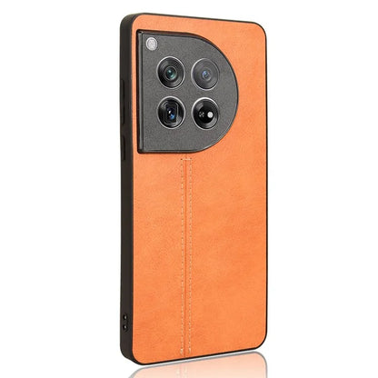 For OnePlus 12 5G Phone Cover Cowhide Texture Stitching Line Anti-fall Back Case