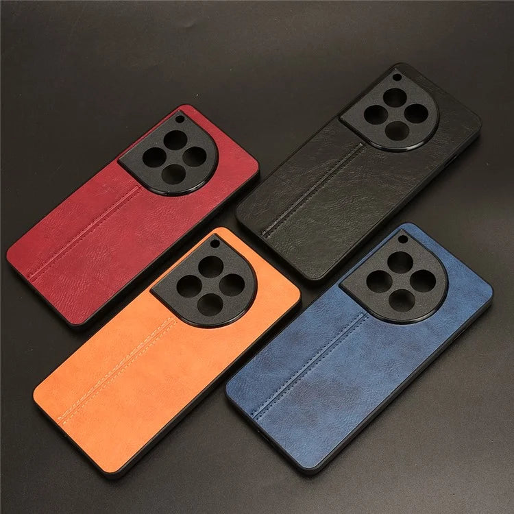 For OnePlus 12 5G Phone Cover Cowhide Texture Stitching Line Anti-fall Back Case