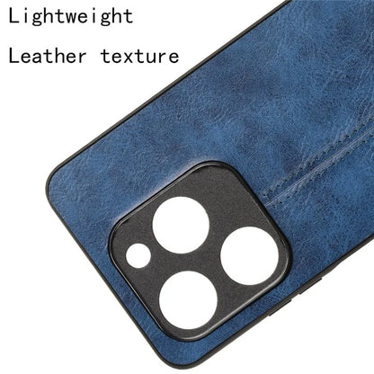 For Transsion Infinix Smart 8 4G Case Cowhide Texture PU Leather Coated PC+TPU Phone Shell