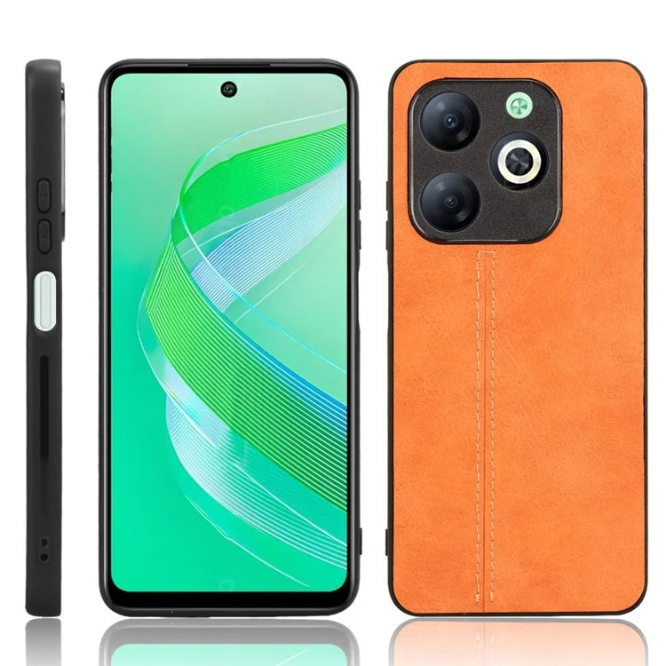 For Transsion Infinix Smart 8 4G Case Cowhide Texture PU Leather Coated PC+TPU Phone Shell