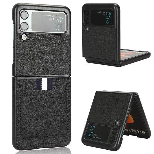 For Samsung Galaxy Z Flip3 5G Case PU Leather Card Holder Phone Back Cover