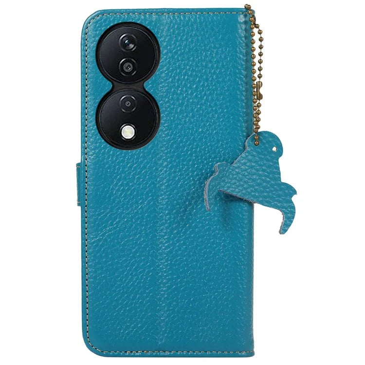 For Honor X7b 4G Case Genuine Cow Leather RFID Blocking Cell Phone Cover