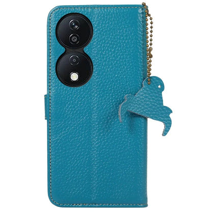 For Honor X7b 4G Case Genuine Cow Leather RFID Blocking Cell Phone Cover