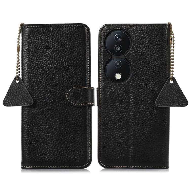 For Honor X7b 4G  Case Genuine Cow Leather RFID Blocking Cell Phone Cover