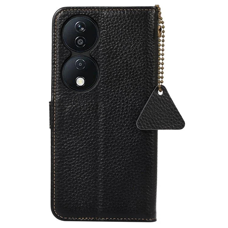 For Honor X7b 4G  Case Genuine Cow Leather RFID Blocking Cell Phone Cover