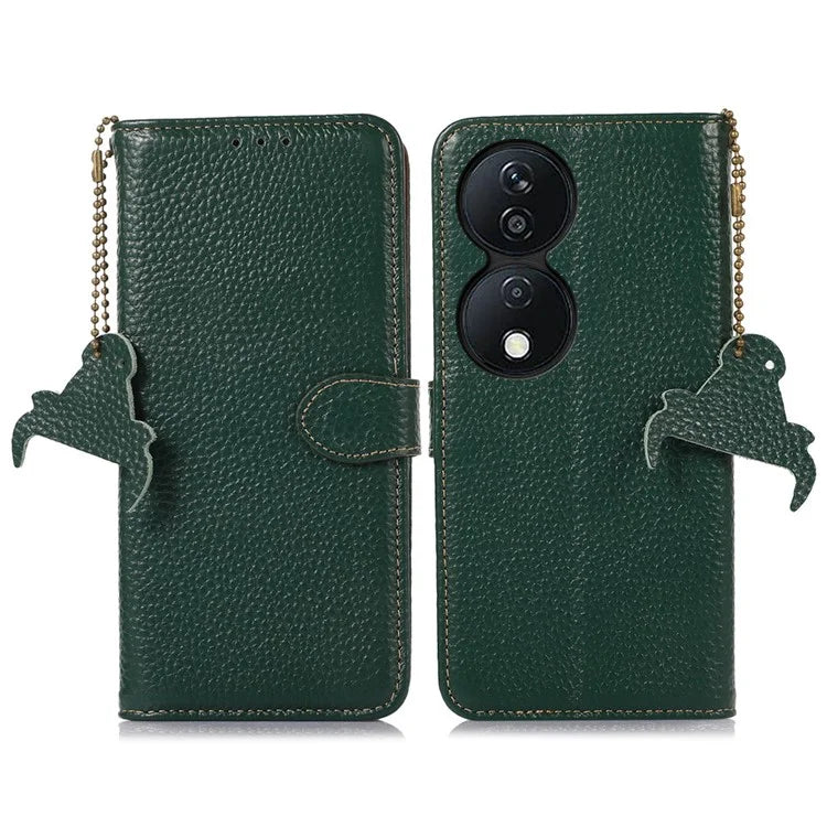 For Honor X7b 4G Case Genuine Cow Leather RFID Blocking Cell Phone Cover
