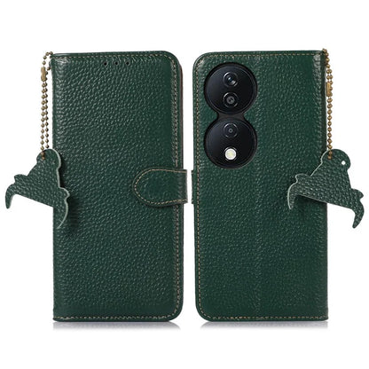 For Honor X7b 4G Case Genuine Cow Leather RFID Blocking Cell Phone Cover