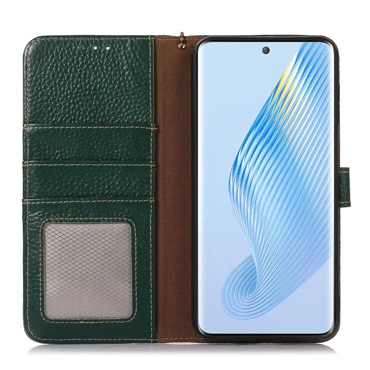 For Honor X7b 4G Case Genuine Cow Leather RFID Blocking Cell Phone Cover