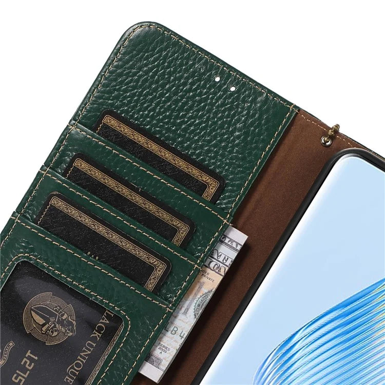For Honor X7b 4G Case Genuine Cow Leather RFID Blocking Cell Phone Cover